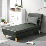 Dark Gray Reclining Rectangular Fabric Armless Chaise Image - 12