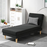 Dark Gray Reclining Rectangular Fabric Armless Chaise Image - 19