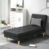 Dark Gray Reclining Rectangular Fabric Armless Chaise Image - 25