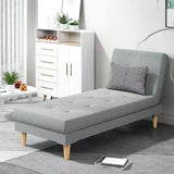 Dark Gray Reclining Rectangular Fabric Armless Chaise Image - 26