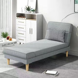 Dark Gray Reclining Rectangular Fabric Armless Chaise Image - 27