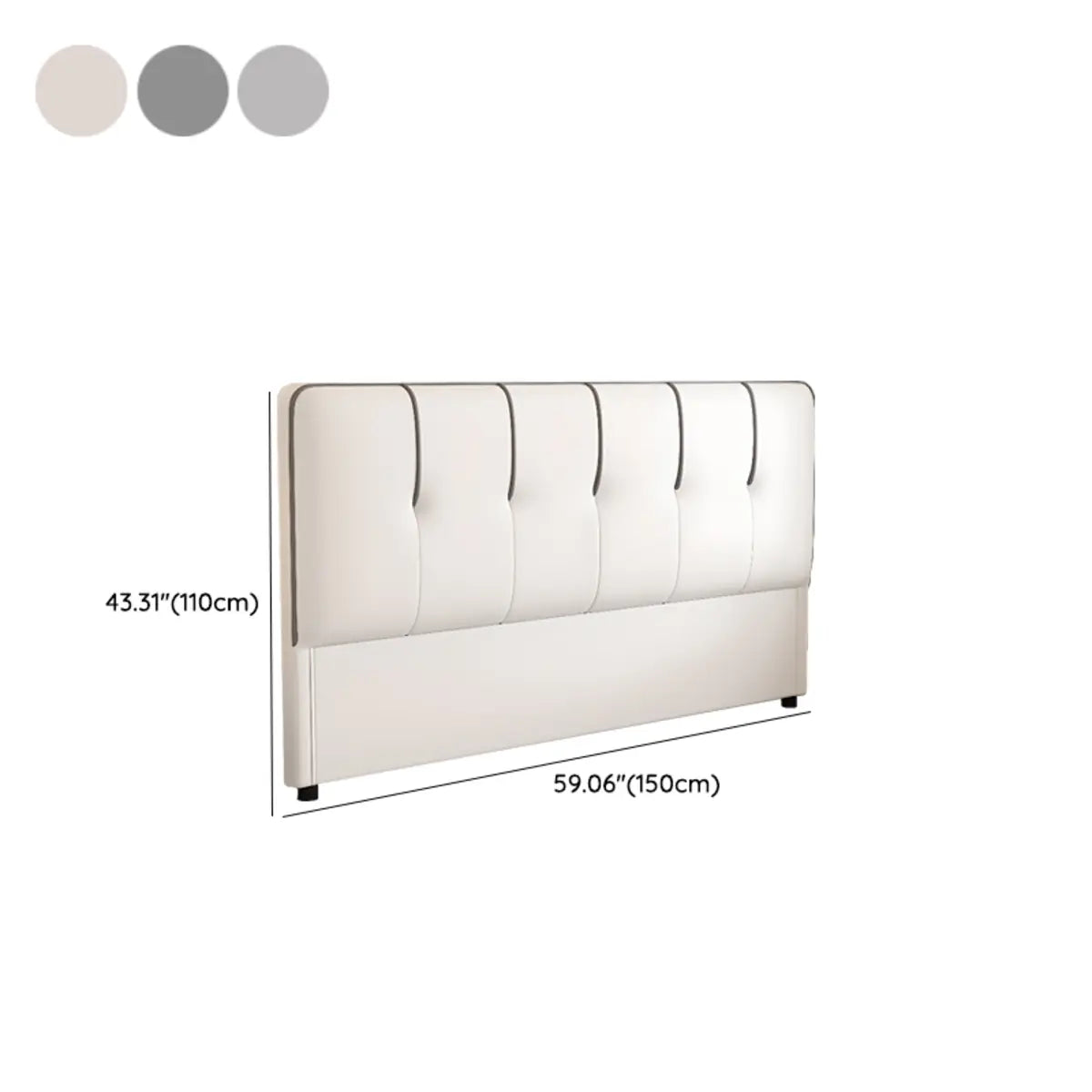 Dark Gray Rectangular Upholstered Headboard with Legs 