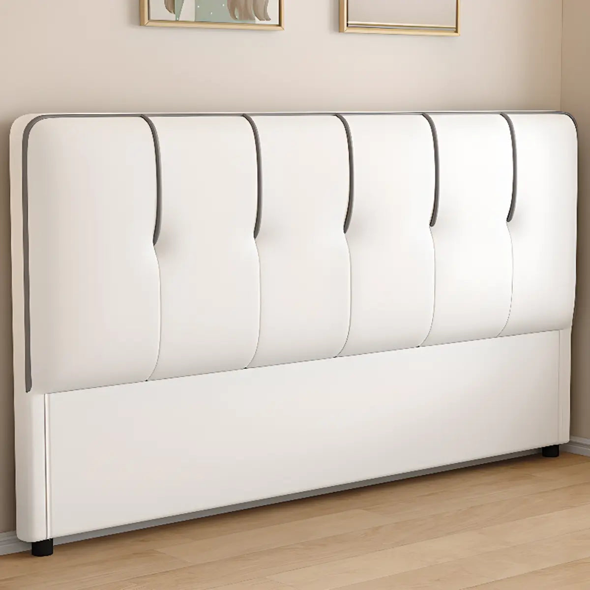 Dark Gray Rectangular Upholstered Headboard with Legs Image - 2