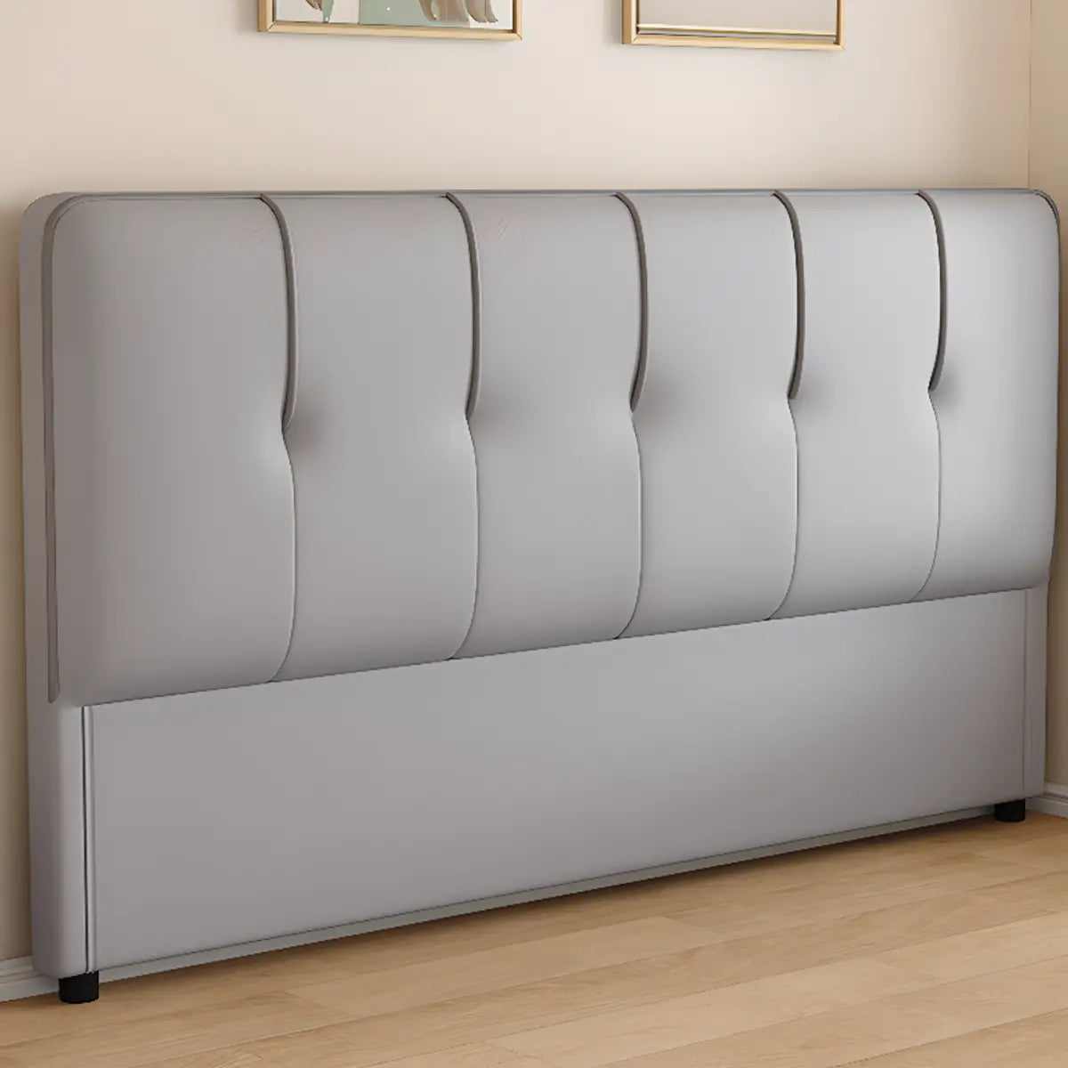 Dark Gray Rectangular Upholstered Headboard with Legs Image - 3