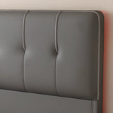 Dark Gray Rectangular Upholstered Headboard with Legs Image - 9