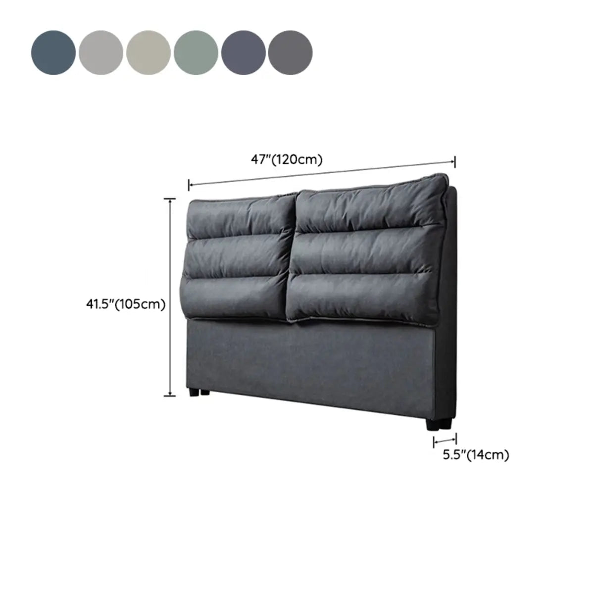 Dark Gray Rectangular Upholstered Wingback Headboard 