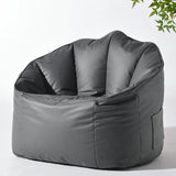 Dark Gray Removable Cover Leather Bean Chair with Storage Image - 1