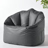 Dark Gray Removable Cover Leather Bean Chair with Storage Image - 1