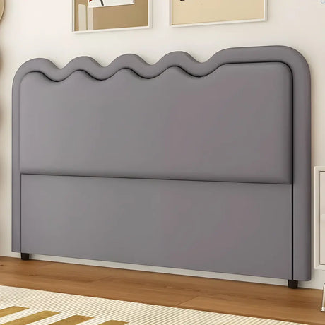 Dark Gray Wave-Shaped Upholstered Headboard with Legs Image - 1