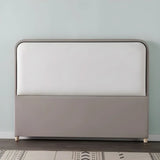 Dark Gray Wave-Shaped Upholstered Headboard with Legs Image - 11