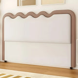 Dark Gray Wave-Shaped Upholstered Headboard with Legs Image - 15