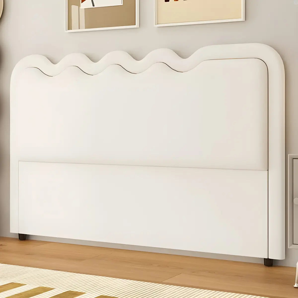 Dark Gray Wave-Shaped Upholstered Headboard with Legs Image - 6