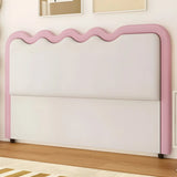 Dark Gray Wave-Shaped Upholstered Headboard with Legs Image - 9