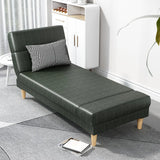 Dark Green Pillow Rectangular PU Reclining Armless Chaise Image - 18