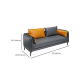 Dark Grey Leather Sofa Seating Group with Orange Pillow Image - 20