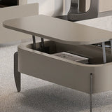 Dark Khaki Rectangle Stone Lift Top Storage Coffee Table Image - 8