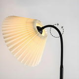 Dark Pleated Shade Metal Modern LED Floor Lamp Image - 12