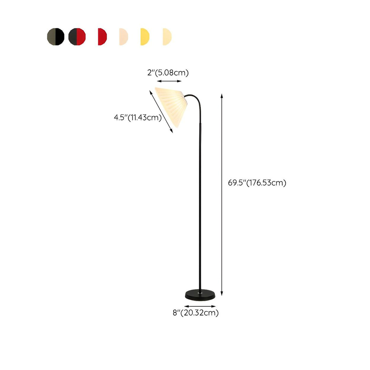 Dark Pleated Shade Metal Modern LED Floor Lamp 