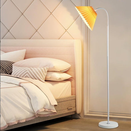 Dark Pleated Shade Metal Modern LED Floor Lamp Image - 2