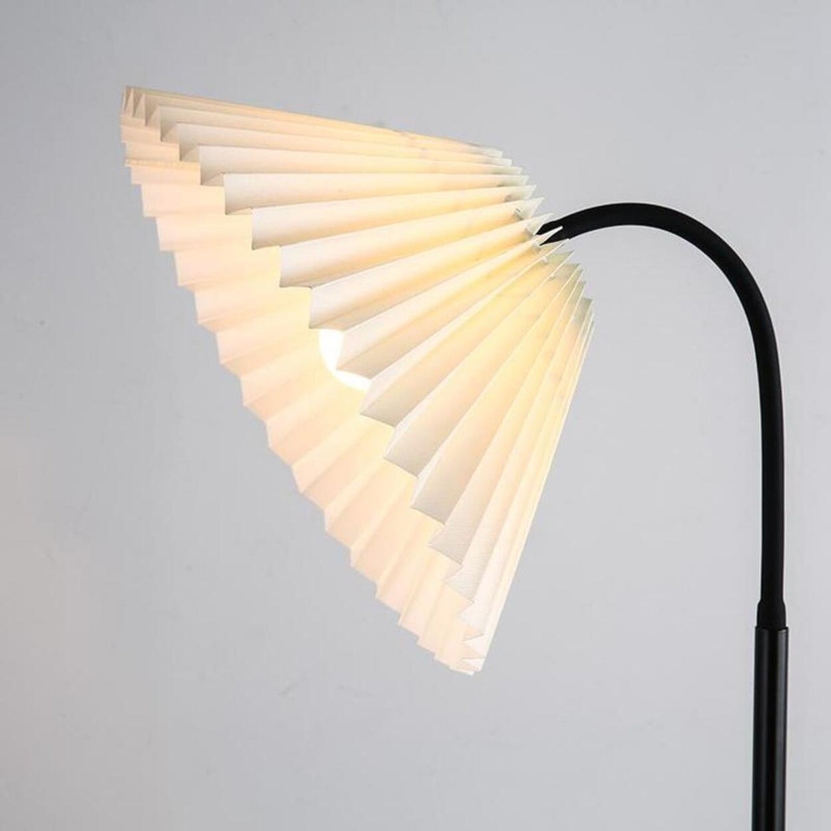 Dark Pleated Shade Metal Modern LED Floor Lamp Image - 7