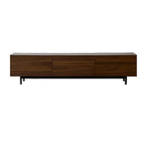 Dark Walnut Wood Cabinet Door Long Rectangle TV Stand Image - 10