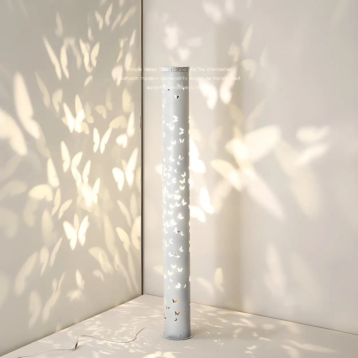 Decorative Butterfly Pattern Cylinder Metal Floor Lamp Image - 15