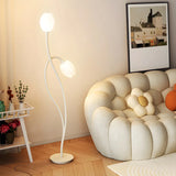 Decorative Dual White Flower Shade Metal Floor Lamp Image - 2