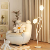 Decorative Dual White Flower Shade Metal Floor Lamp Image - 4