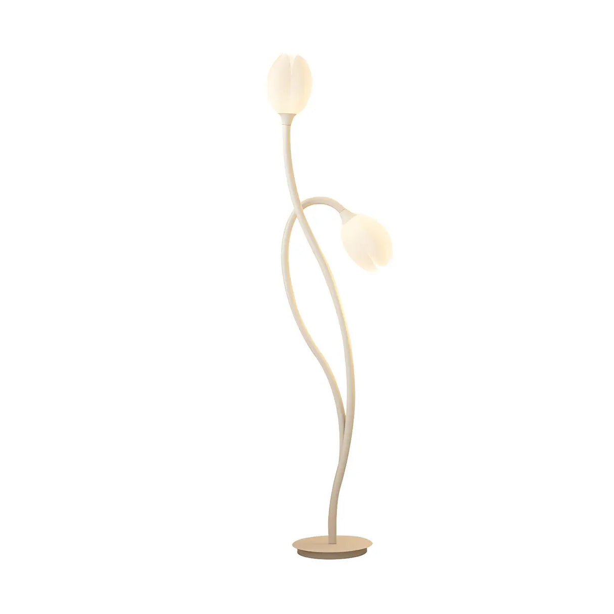 Decorative Dual White Flower Shade Metal Floor Lamp Image - 5