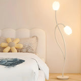 Decorative Dual White Flower Shade Metal Floor Lamp Image - 9