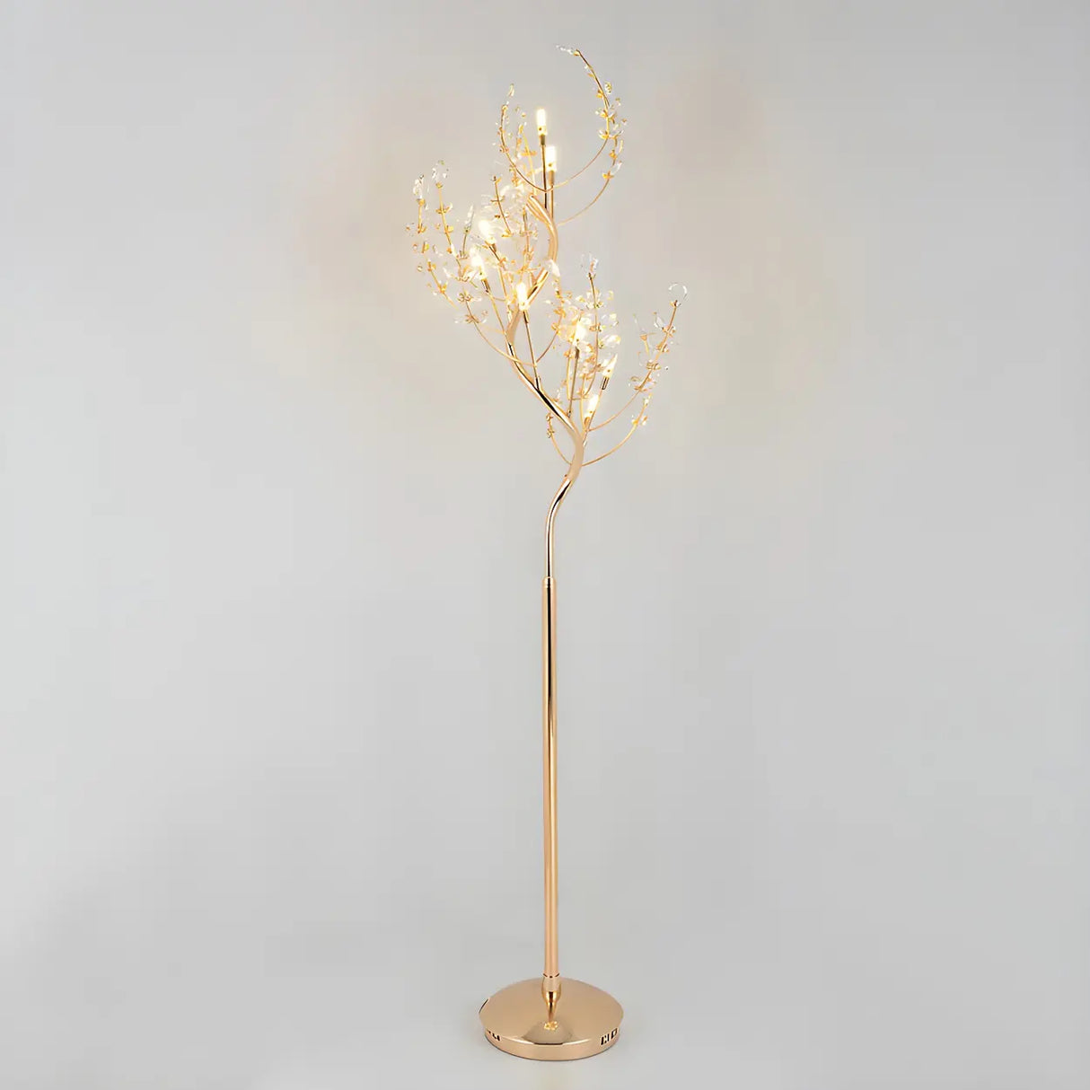 Decorative Postmodern Crystal Tree LED Gold Floor Lamp Image - 2