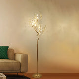 Decorative Postmodern Crystal Tree LED Gold Floor Lamp Image - 3