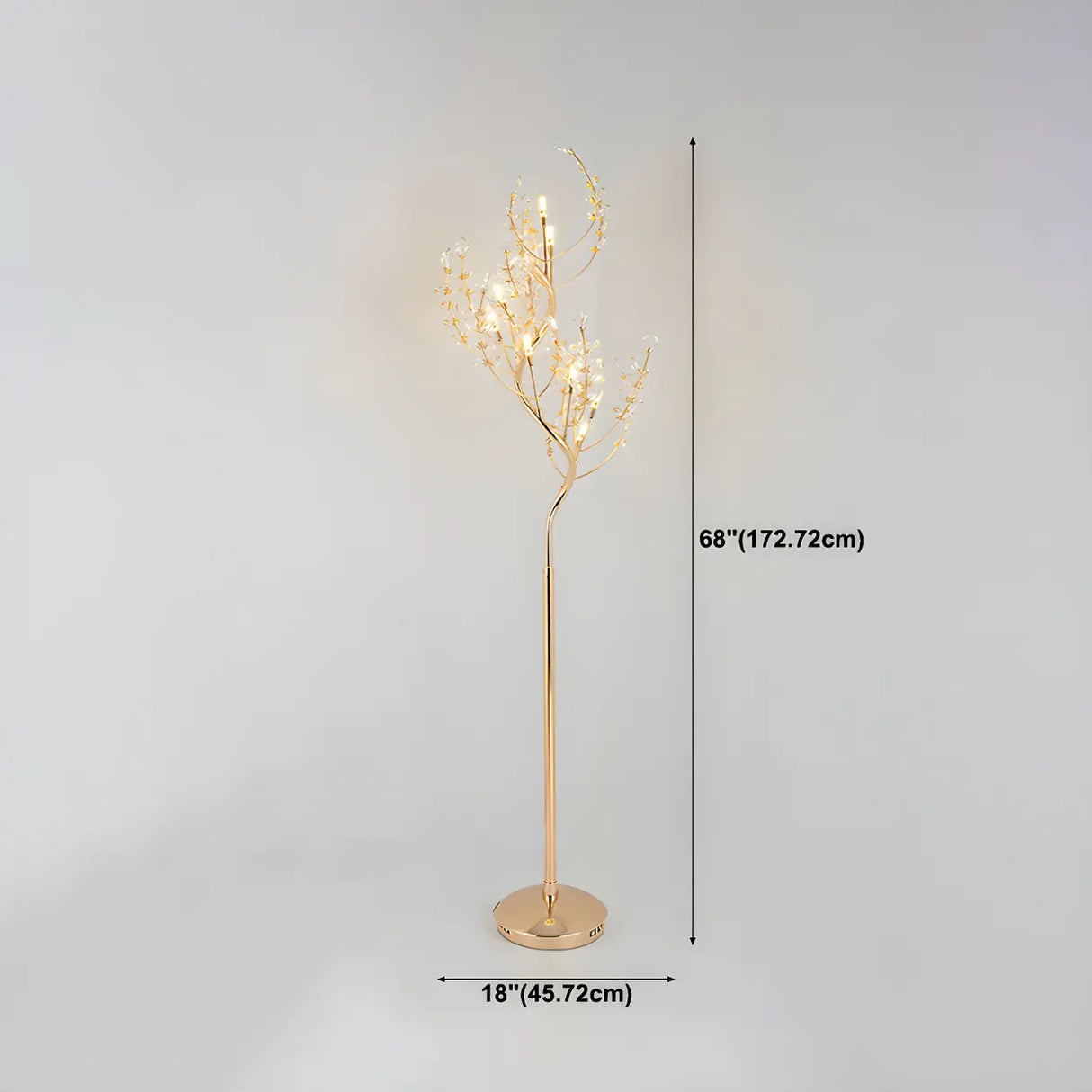 Decorative Postmodern Crystal Tree LED Gold Floor Lamp 