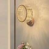 Decorative Ring Clear Crystal Gold Metal Wall Sconce Image - 3