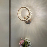 Decorative Ring Clear Crystal Gold Metal Wall Sconce Image - 4