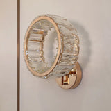 Decorative Ring Clear Crystal Gold Metal Wall Sconce Image - 5