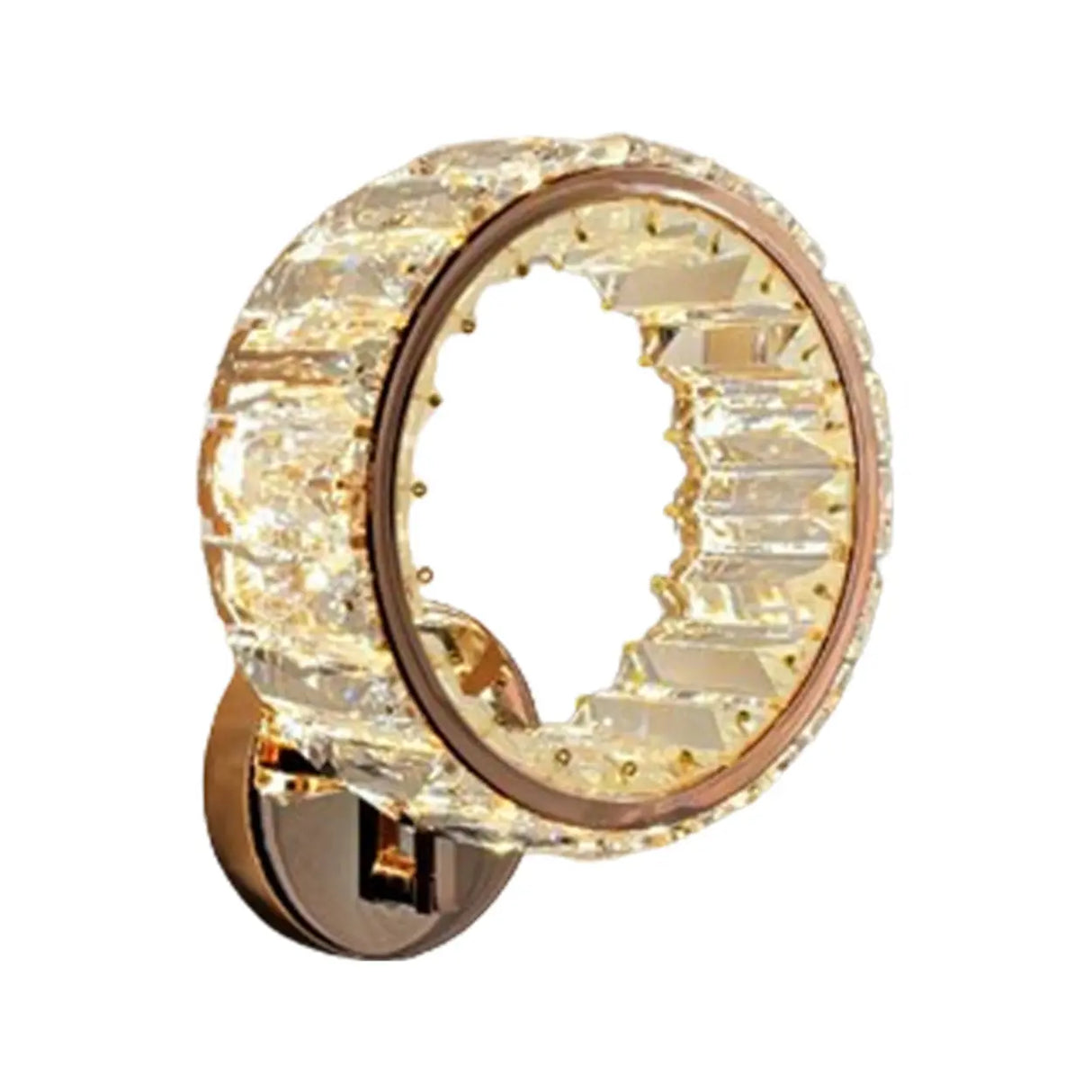 Decorative Ring Clear Crystal Gold Metal Wall Sconce Image - 6