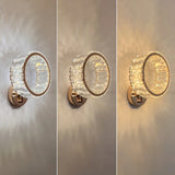 Decorative Ring Clear Crystal Gold Metal Wall Sconce Image - 7