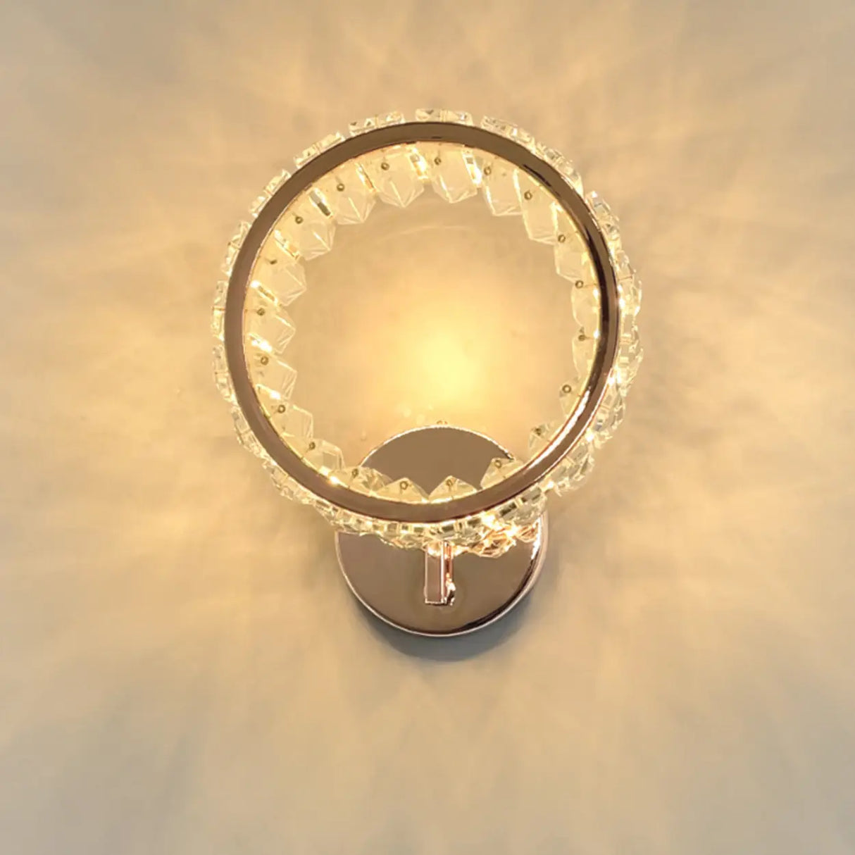 Decorative Ring Clear Crystal Gold Metal Wall Sconce Image - 8