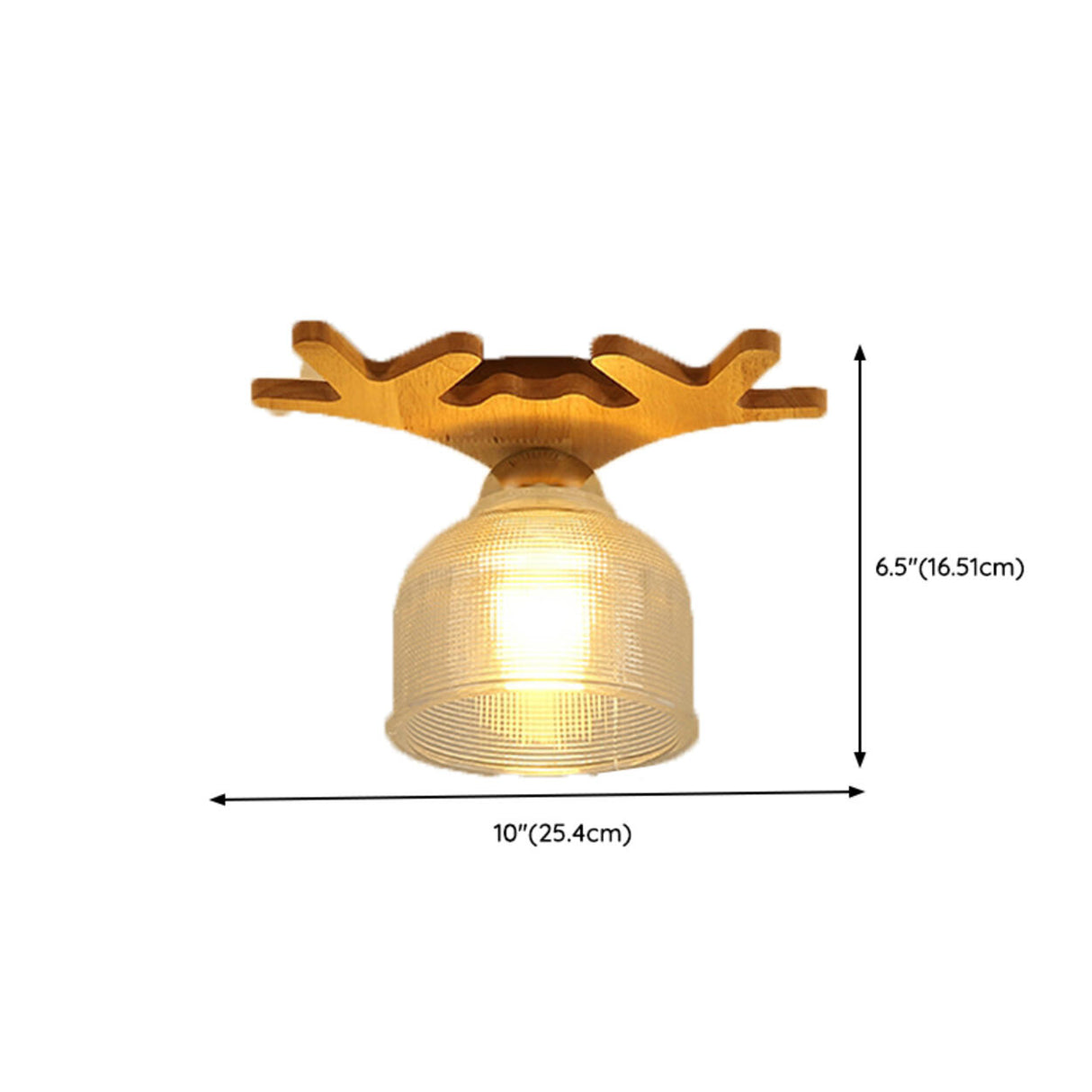 Deer Antler Cup-Shaped Glass Semi-Flush Mount Light 