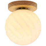 Deer Antler Cup-Shaped Glass Semi-Flush Mount Light Image - 5