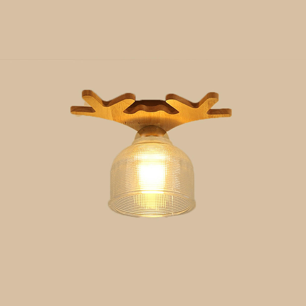 Deer Antler Cup-Shaped Glass Semi-Flush Mount Light Image - 7