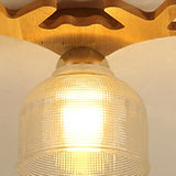 Deer Antler Cup-Shaped Glass Semi-Flush Mount Light Image - 9