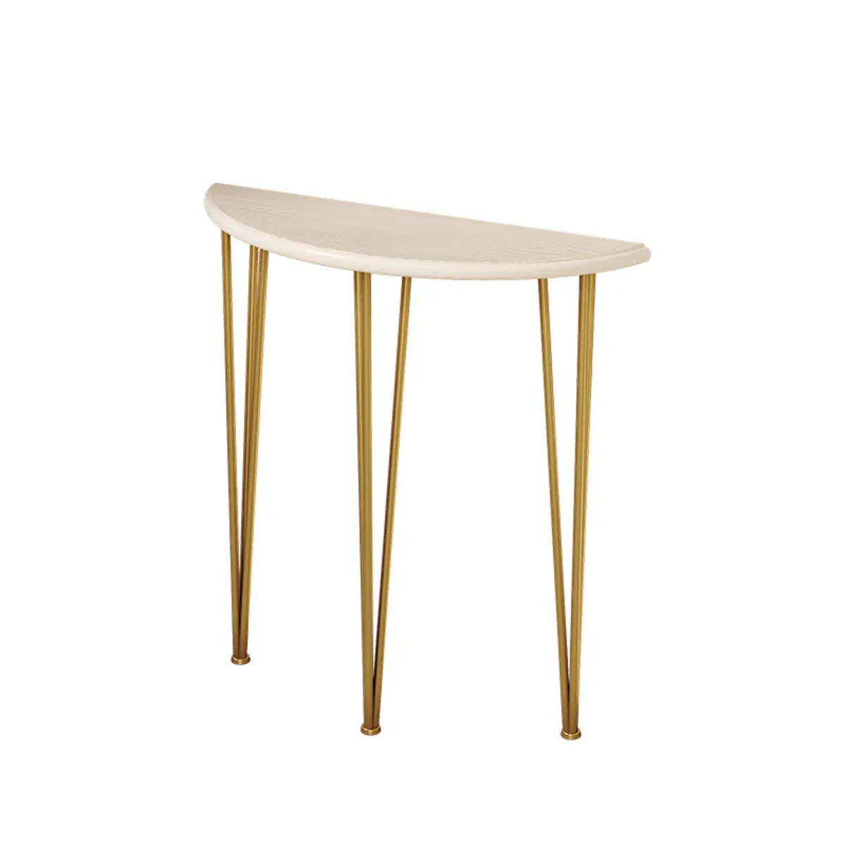 Demilune Pine Wood Gold Metal Three Legs Console Table Image - 2