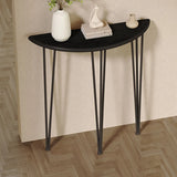 Demilune Pine Wood Gold Metal Three Legs Console Table Image - 4