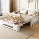 Detachable Mattress White Storage Futon Sofa with Cushions Image - 4