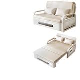 Detachable Mattress White Storage Futon Sofa with Cushions Image - 7