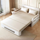 Detachable Mattress White Storage Futon Sofa with Cushions Image - 8