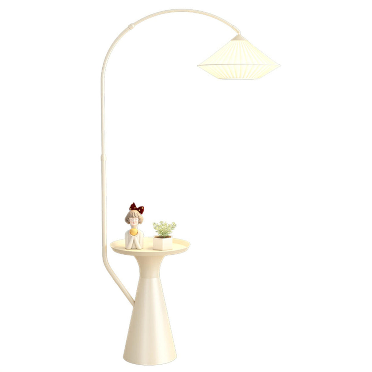 Diamond-Shaped Simple Arched Floor Lamp with Storage Image - 5