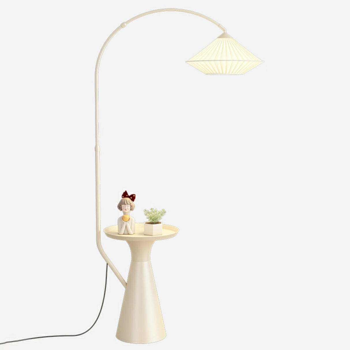 Diamond-Shaped Simple Arched Floor Lamp with Storage Image - 8